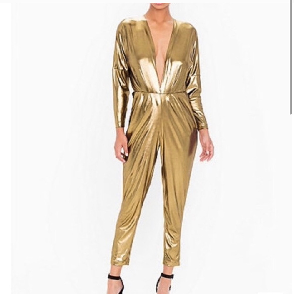 American Apparel Gold Lame Jumpsuit